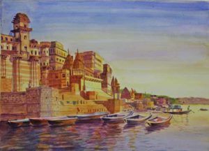 Varanasi;Watercolour on acid free paper;Size – 18 X 12 inches