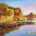 Gadisar lake;Watercolour on acid free paper;Size – 18 X 12 inches