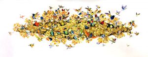 Flying nest; watercolour on paper; Size – 35 X 83 inches