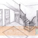 Staircase drawing in perspective.