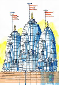 NATA drawing sample. Temple composition in 3 colours.