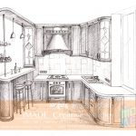 NATA drawing solution. Kitchen drawing in One point perspective.