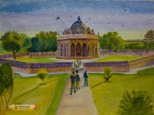 lodhi-garden-monument-watercolour-painting